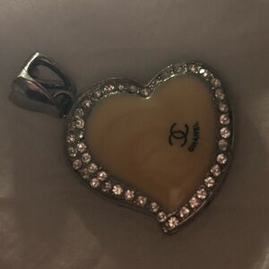 CHANEL Heart Pendant in Cream and Silver